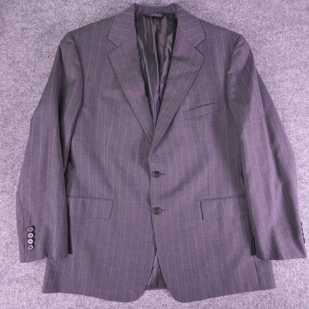 VTG Polo Ralph Lauren Blazer Mens 44R Pinstripe Wool‎ USA Jacket Sport Coat